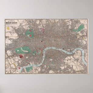 Vintag Map of London England (1862) Poster
