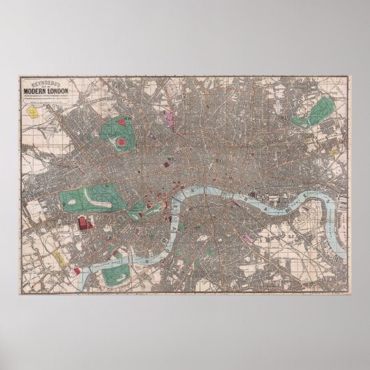 Vintag Map of London England (1862) Poster (Vorne)