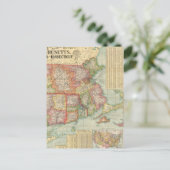 Vintag Map of New England Staaten (1900) Postkarte (Stehend Vorderseite)