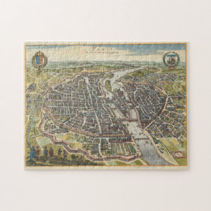 Vintag Map of Paris France (1655) Puzzle