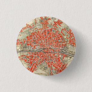 Vintag Map of Paris France (1721-1774) Button