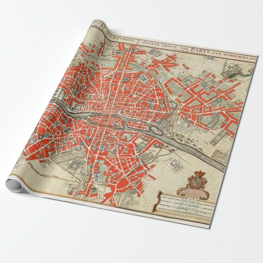 Vintag Map of Paris France (1721-1774) Geschenkpapier (Ungerollt)