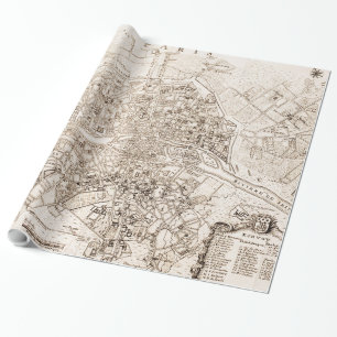 Vintag Map of Paris France (1742) Geschenkpapier