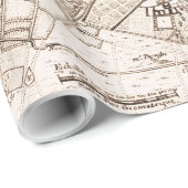 Vintag Map of Paris France (1742) Geschenkpapier (Rolleneckpunkt)