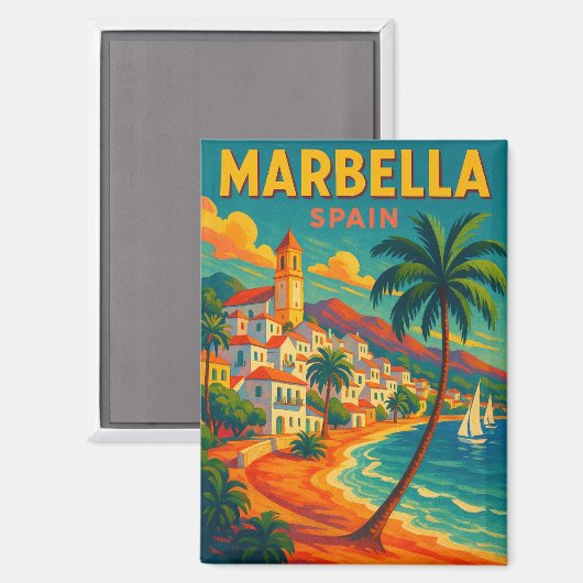 Vintag Marbella Spanien Costa del Sol Magnet (Vorderseite/Rückseite)