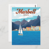 Vintag Marbella Spanien Reiseplakat Postkarte (Vorne/Hinten)