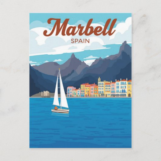 Vintag Marbella Spanien Reiseplakat Postkarte (Vorderseite)