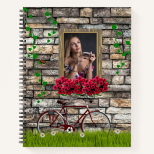 Vintag Märchenhof Fahrrad Rose Girly Foto Rahmen Notizblock