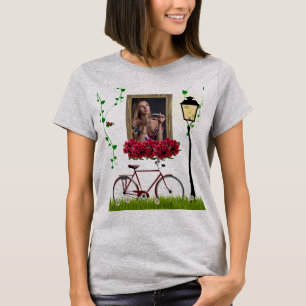 Vintag Märchenhof Fahrrad Rose Girly Foto Rahmen T-Shirt