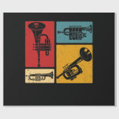 Vintag Marching Band Trumpet Player Retro Design Geschenkpapier (Flach)