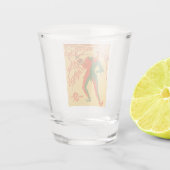 Vintag Mardi Gras jester Farbdarstellung Schnapsglas (Rückseite)