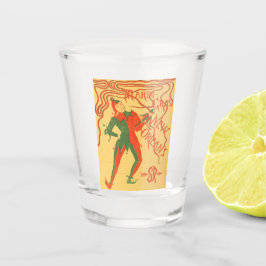 Vintag Mardi Gras jester Farbdarstellung Schnapsglas