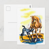 Vintag Mare Colt Filly Pferde Reittier Postkarte (Vorne/Hinten)