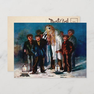 Vintag Mari Lwyd Christmas Postcard Postkarte