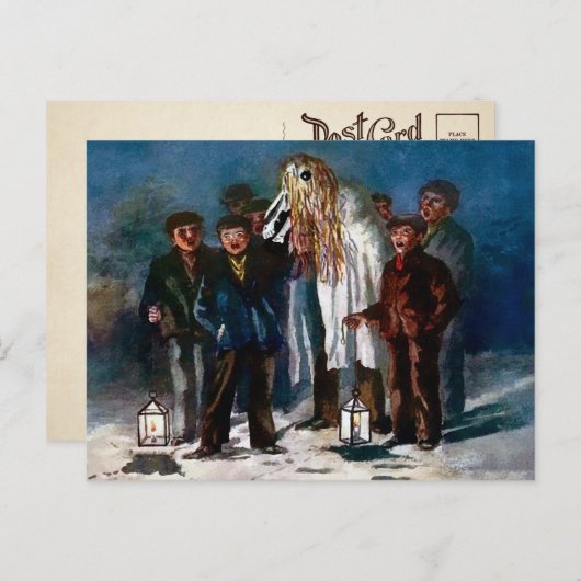 Vintag Mari Lwyd Christmas Postcard Postkarte (Vorne/Hinten)