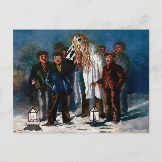 Vintag Mari Lwyd Christmas Postcard Postkarte (Vorderseite)