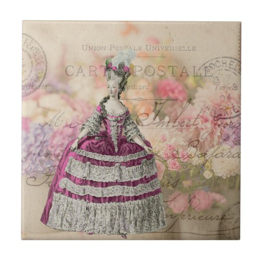 Vintag Marie Antoinette Keramik Tile Fliese (Vorderseite)