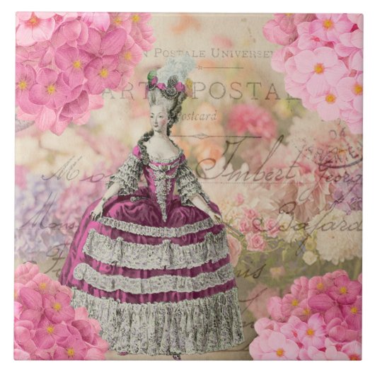 Vintag Marie Antoinette Keramik Tile Fliese (Vorderseite)