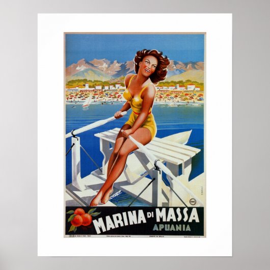 Vintag Marina di Massa Italia Reisewerbung Poster (Vorne)
