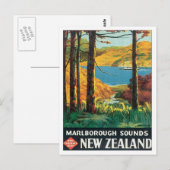 Vintag Marlborough Sounds Neuseeland Postkarte (Vorne/Hinten)