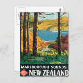 Vintag Marlborough Sounds Neuseeland Postkarte (Vorne/Hinten)