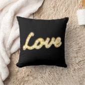 Vintag Marquee Lights Liebe Kissen - schwarz (Decke)