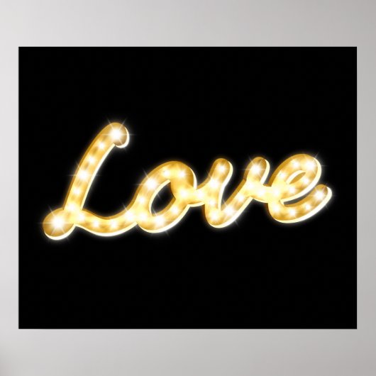 Vintag Marquee Lights Liebe Poster - Schwarz (Vorne)