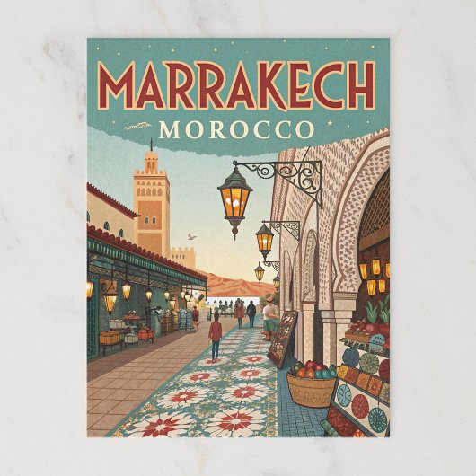 Vintag Marrakesch Marokko Souk Postkarte
