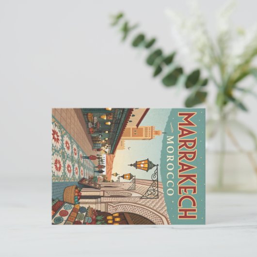 Vintag Marrakesch Marokko Souk Postkarte (Stehend Vorderseite)