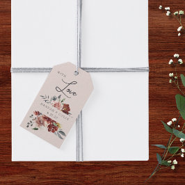 Vintag Marsala Blush Pewter Floral Geschenkanhänger