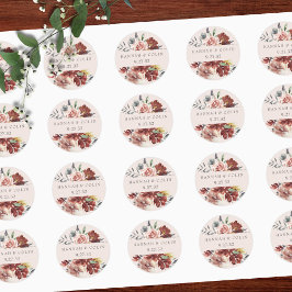 Vintag Marsala Blush Pewter Floral Runder Aufkleber