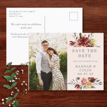 Vintag Marsala Blush Pewter Floral Save the Date