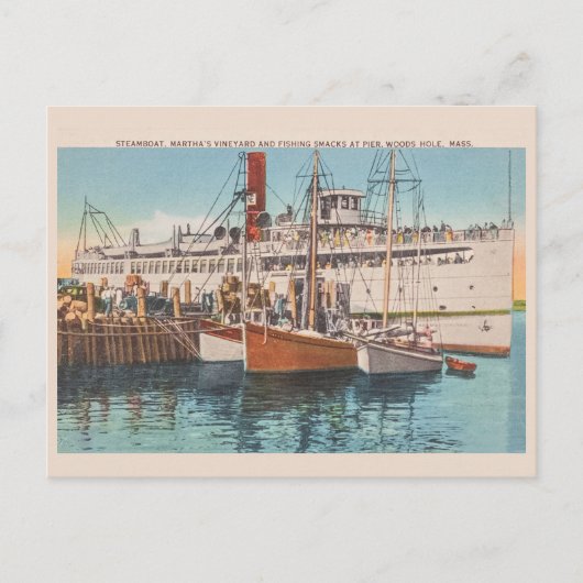 Vintag Martha's Vineyard Steamboat & Fishing Pier Postkarte (Vorderseite)