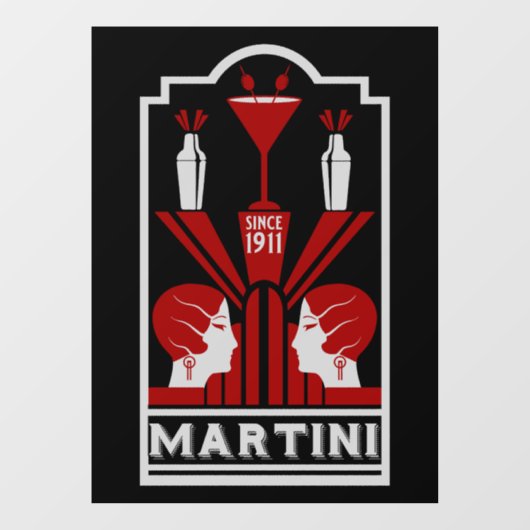 Vintag Martini Art Deco Fensteraufkleber (Blatt)