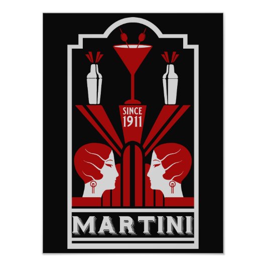 Vintag Martini Art Deco Fotodruck (Vorne)