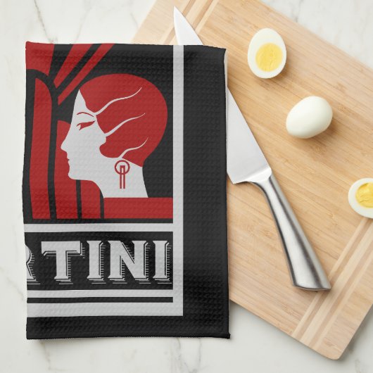 Vintag Martini Art Deco Geschirrtuch (Viertel Falte)