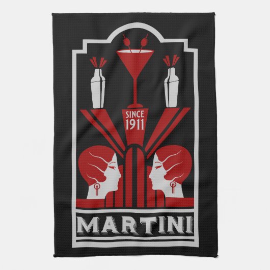 Vintag Martini Art Deco Geschirrtuch (Vertikal)