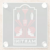 Vintag Martini Art Deco Glasuntersetzer (Rückseite)