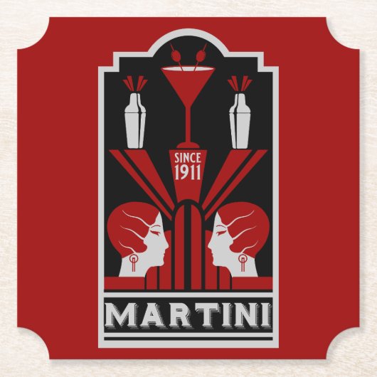 Vintag Martini Art Deco Untersetzer (Vorderseite)