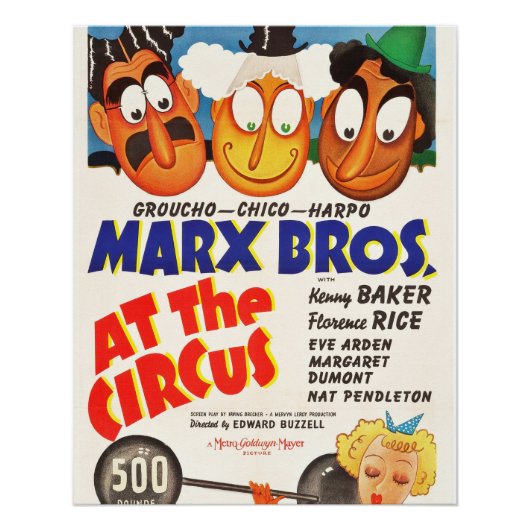Vintag Marx Bros. Auf dem Circus Poster (Vorderseite)
