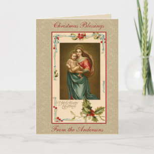 Vintag Mary Madonna Baby Jesus Religious Feiertagskarte