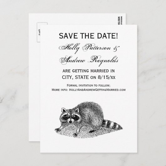 Vintag Masked Raccoon Ankündigungspostkarte (Vorne/Hinten)