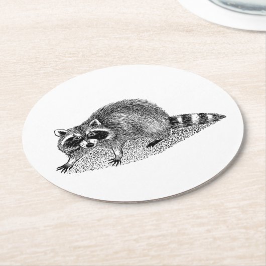 Vintag Masked Raccoon Runder Pappuntersetzer (Angewinkelt)