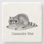 Vintag Masked Raccoon Steinuntersetzer (Vorderseite)