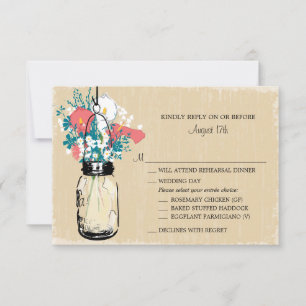 Vintag Mason Jar Calla Lily Wildblumen UAWG RSVP Karte