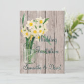 Vintag Mason Jar Daffodil Wedding Einladungskarte Einladung (Stehend Vorderseite)