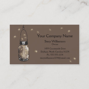 Vintag Mason Jar & Fireflies Save the Date Visitenkarte
