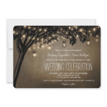 Vintag Mason Jar Oak Tree Hochzeitseinladungen