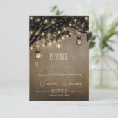 Vintag Mason Jar Oak Tree Wedding RSVP Cards (Stehend Vorderseite)