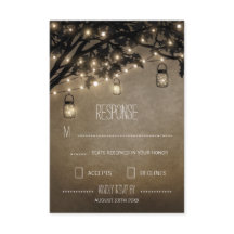 Vintag Mason Jar Oak Tree Wedding RSVP Cards